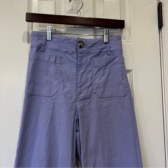 NWOT Anthropologie Maeve Colette Pants Purple 26 Cropped Wide Leg Magic Fabric - Picture 3 of 8